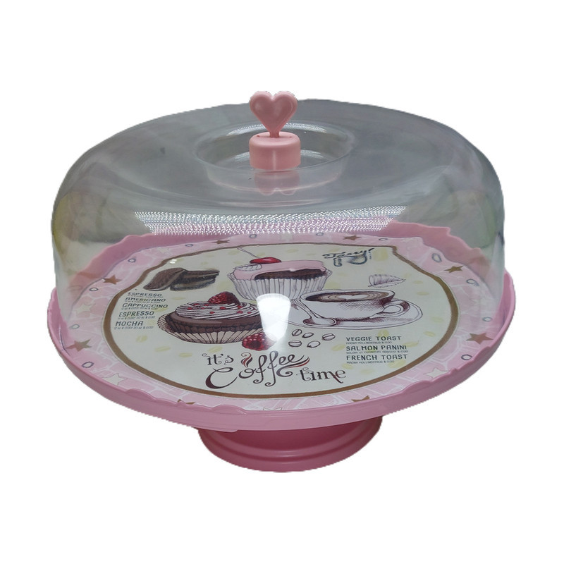سینی سرو کیک طرح کاپ کیک با درپوش شفاف و دسته، مناسب نگهداری و نمایش دسر و شیرینی
