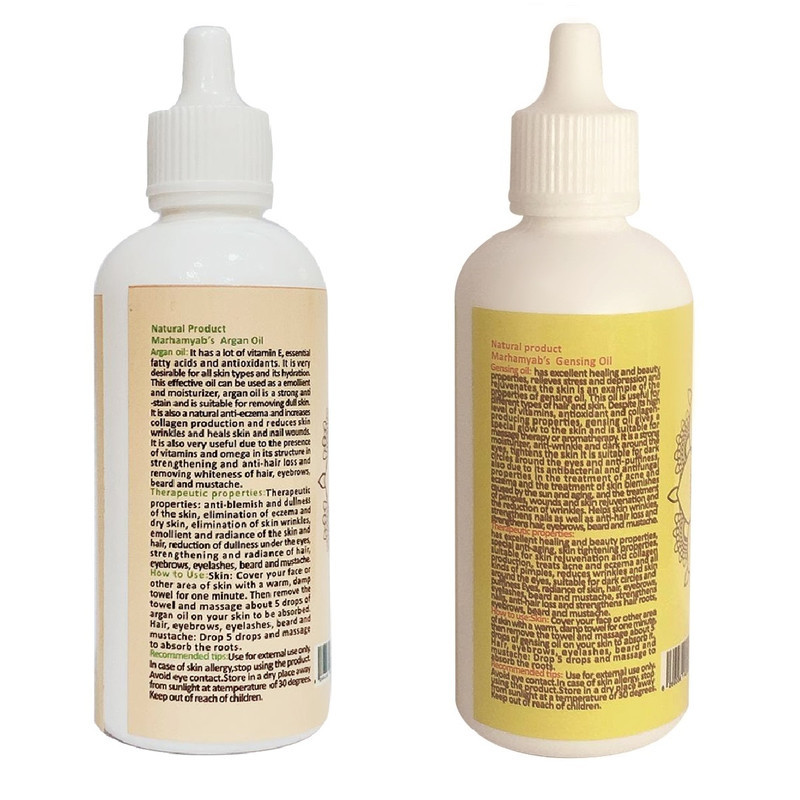 روغن تقویت کننده مو، مژه و ابرو مرهم یاب مدل جینسینگ و آرگان حجم 80 میلی لیتر مجموعه 2 عددی