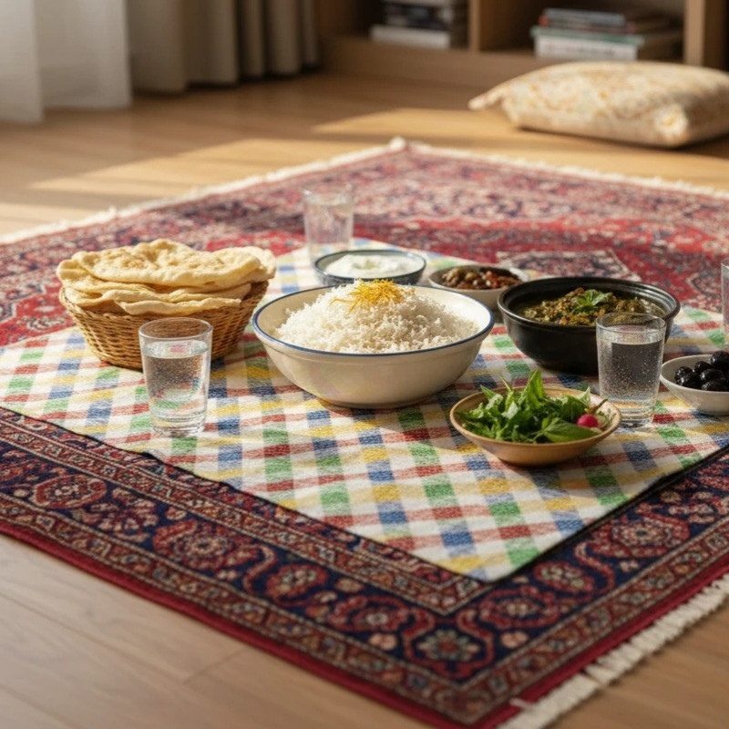 سفره 4 نفره مدل TCA1702042 طرح راهدار سایز 120×100 سانتی متر
