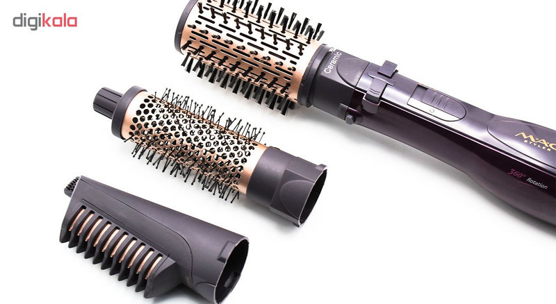 سشوار برس‌دار چرخشی 1200 وات مک استایلر مدل MC-6651، موتور AC، وزن 400 گرم، المنت سرامیک، دارای سری دیسپانسر با ویژگی فرکنندگی، با قابلیت باد سرد، فناوری تولید یون