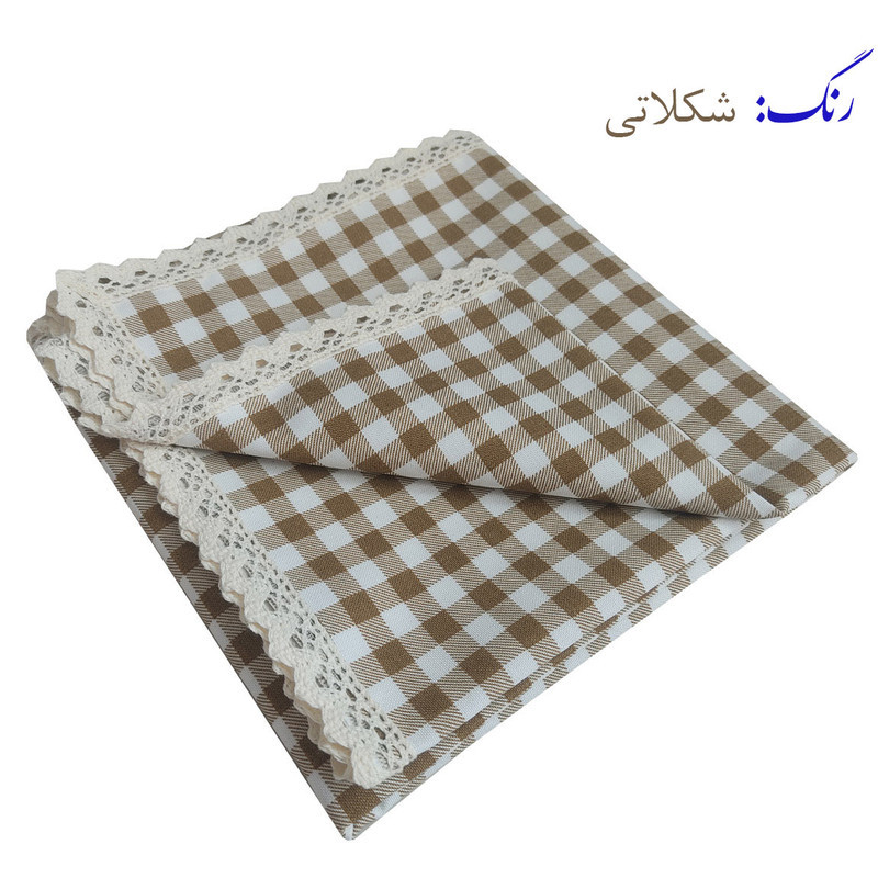 رومیزی نساجی دُر هنر یزد مدل چهارخانه cotton  سایز 90x90 سانتی‌متر