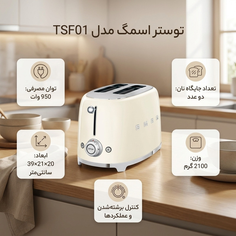توستر 2 اسلایس اسمگ مدل SMEG TSF01
