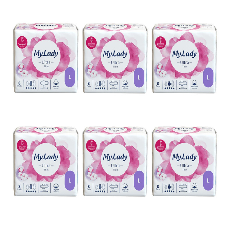 نوار بهداشتی بالدار نازک مای لیدی مدل Silky Soft سایز بزرگ شش بسته 8 عددی