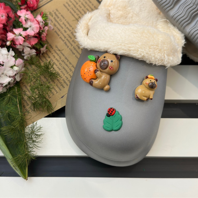 دمپایی حوله ای زیتون مدل کریسمس کد GY