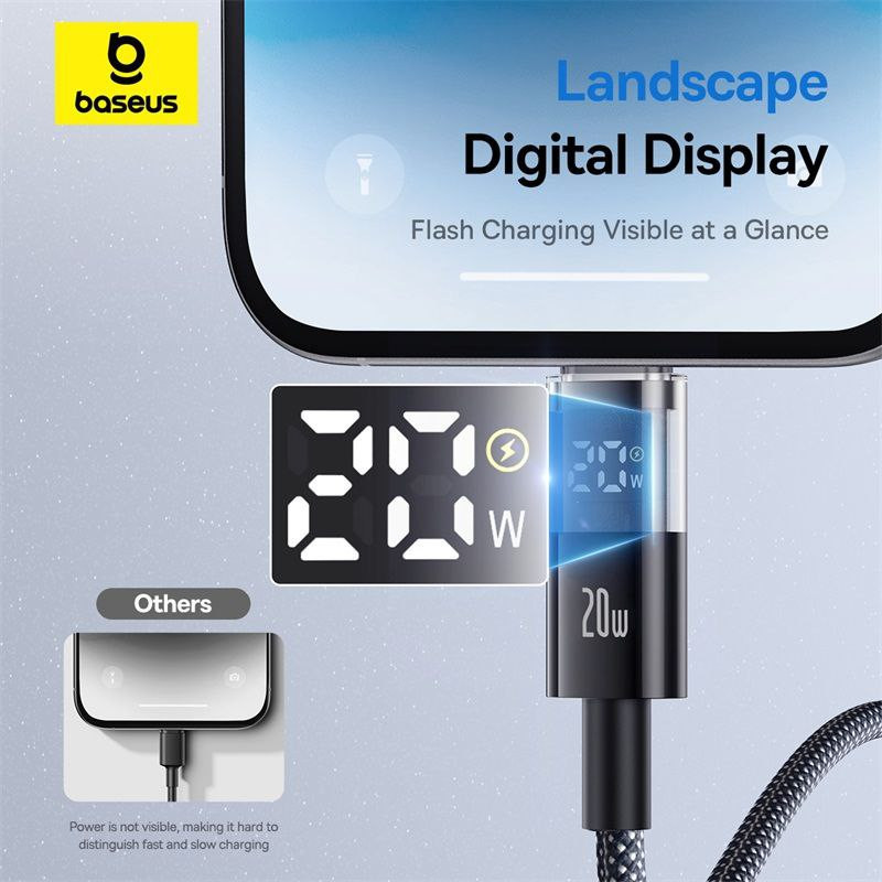 کابل تبدیل USB-C به لایتنیگ بیسوس مدل Display 2 Fast Charging طول 2 متر