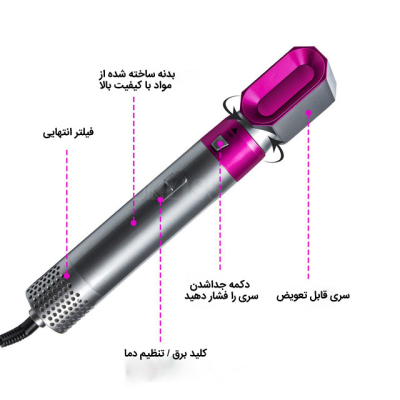 سشوار برس‌دار حالت‌دهنده مدل TP-5+1