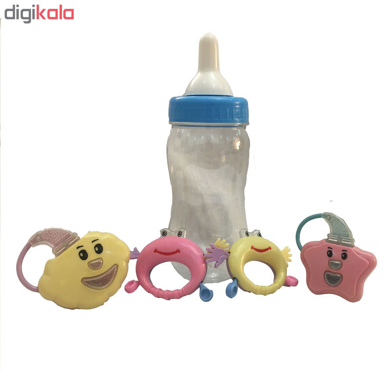 جغجغه کودک طرح شیشه شیر کوچک مدل 7124 بسته 4 عددی