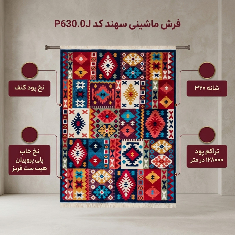 فرش ماشینی سهند کد P630.0J زمینه سرمه ای