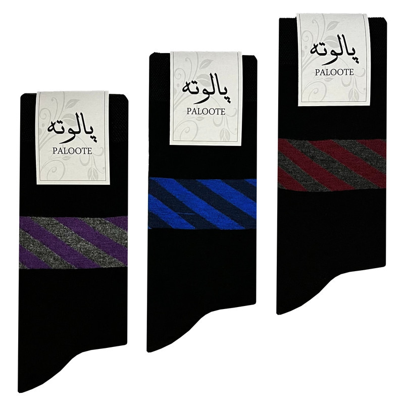 جوراب ساق بلند مردانه پالوته مدل PLT-E2 مجموعه 3 عددی