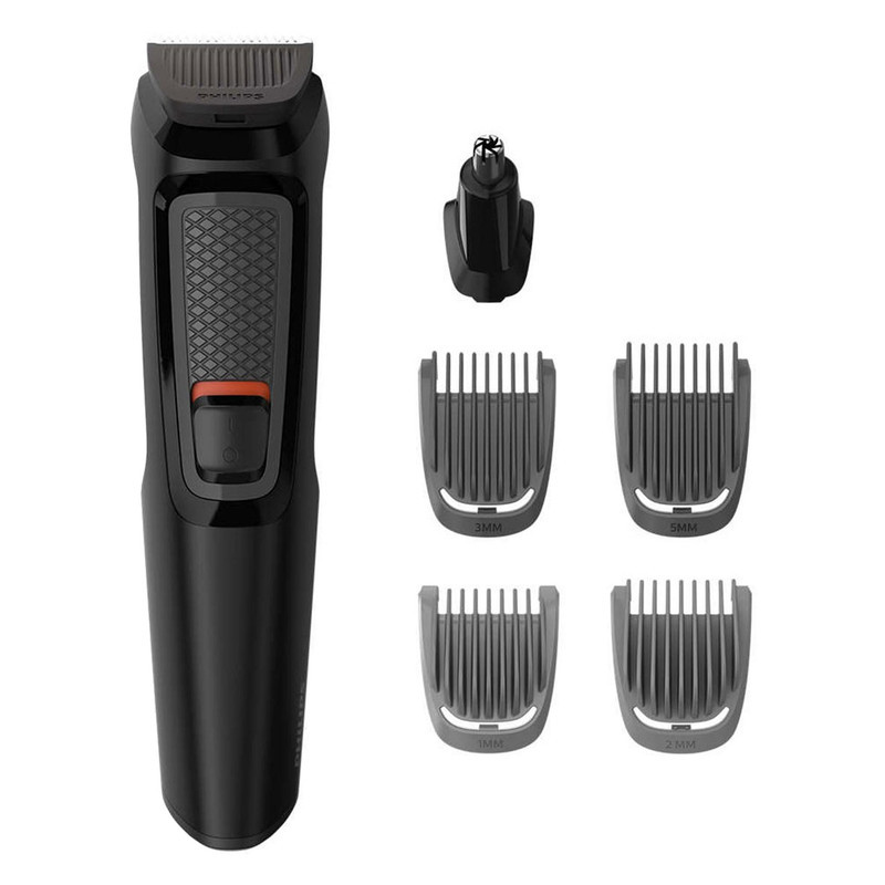 ماشین اصلاح موی سر و صورت فیلیپس مدل MG371015 با تیغه استیل ضد زنگ خودتیزشونده، باتری قابل شارژ با 60 دقیقه استفاده بی‌سیم، طراحی ارگونومیک و قابلیت اصلاح خط زن و حجم زن همراه با تریمر گوش و بینی