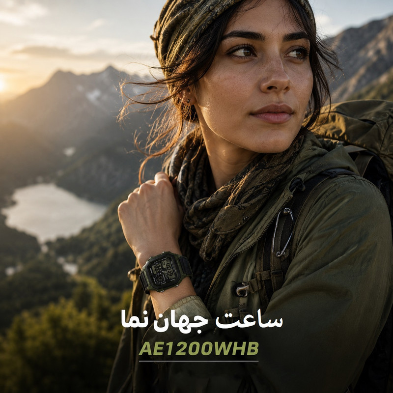 ساعت دیجیتال جهان نما موتور ژاپن مدل AE-1200WHB