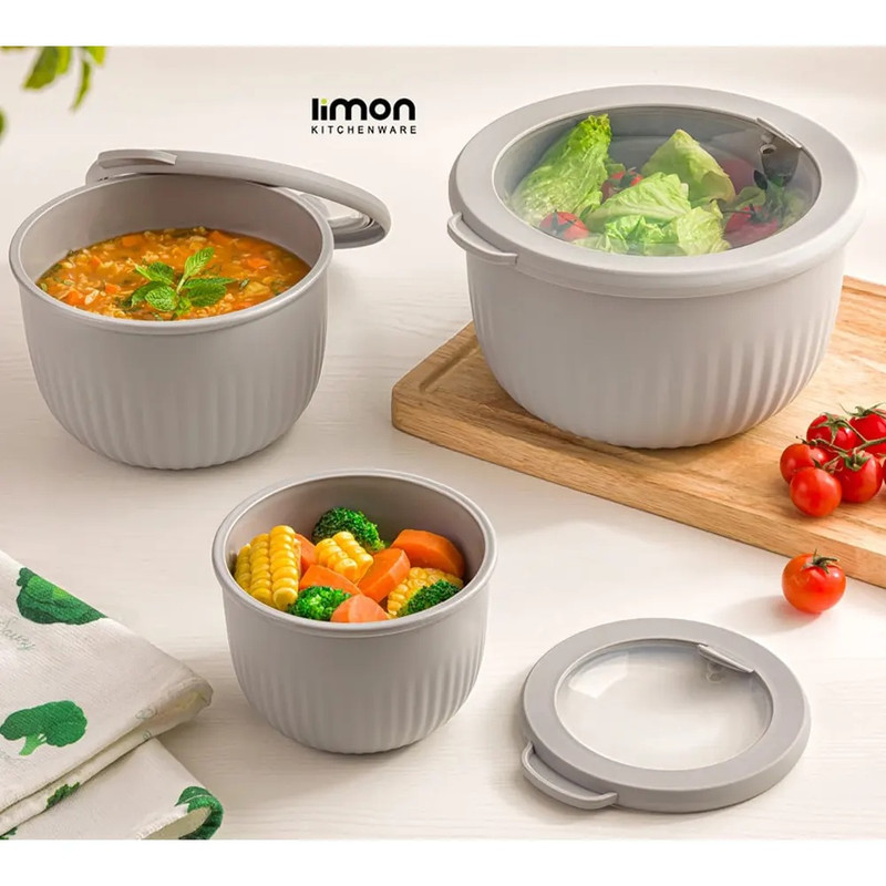 کاسه لیمون مدل درب دار  کد HS2223 مجموعه 3 عددی