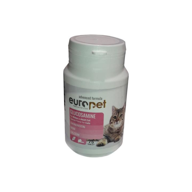 قرص تقویت مفاصل گربه یوروپت مدل Glucosamine بسته 75 عددی