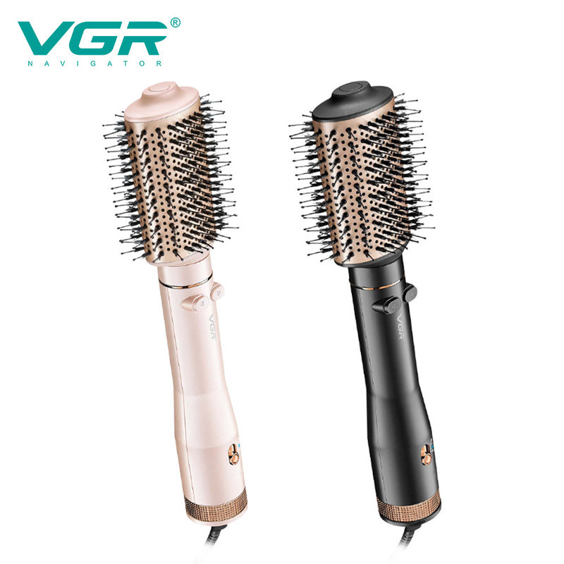 سشوار برس‌دار چرخشی 800 وات وی جی ار مدل V-494، موتور DC، وزن 300 گرم، المنت فلز، با قابلیت باد سرد، فناوری تولید یون، با قابلیت سیم گردان