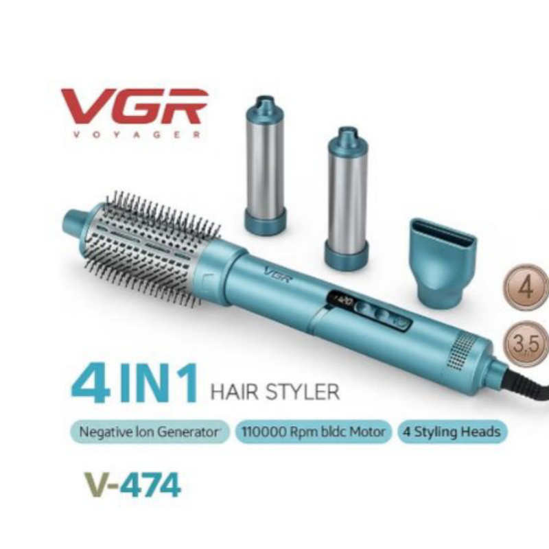 سشوار برس‌دار حالت‌دهنده 1000 وات وی جی ار مدل V-474 4in1