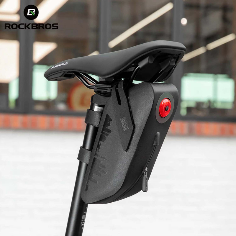 کیف زیر زین دوچرخه راک براس مدل هارد کیس چراغ دار کد 2050
