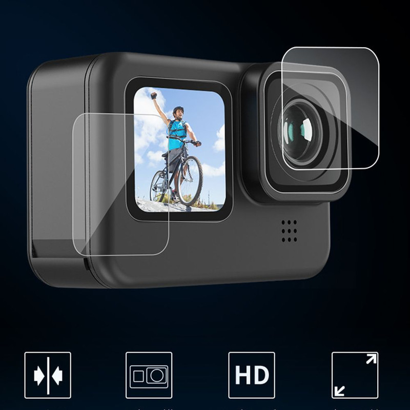 محافظ صفحه نمایش و لنز دوربین مدل He10 مناسب برای دوربین ورزشی گوپرو Hero 10  11 مجموعه 3 عددی