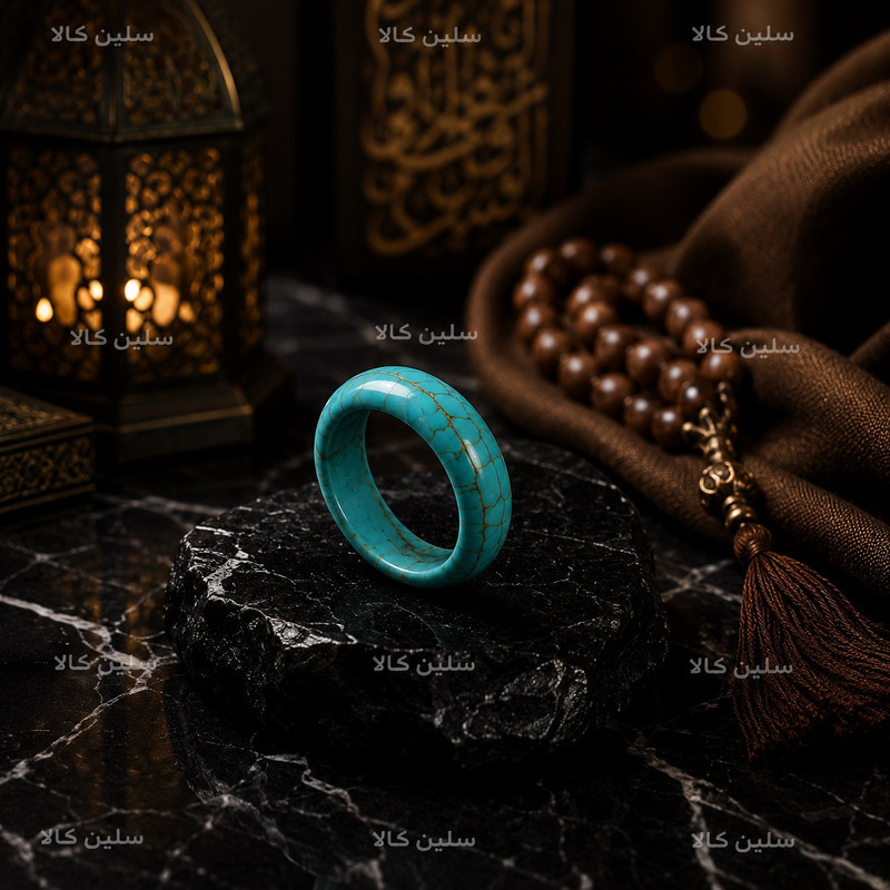 انگشتر زنانه و مردانه سنگی سلین کالا مدل حلقه سنگی فیروزه