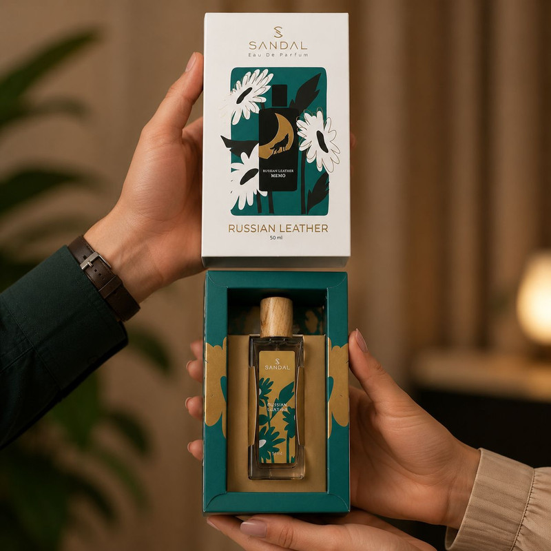 ادو پرفیوم مردانه صندل مدل russian leather با رایحه گرم حجم 50 میلی لیتر
