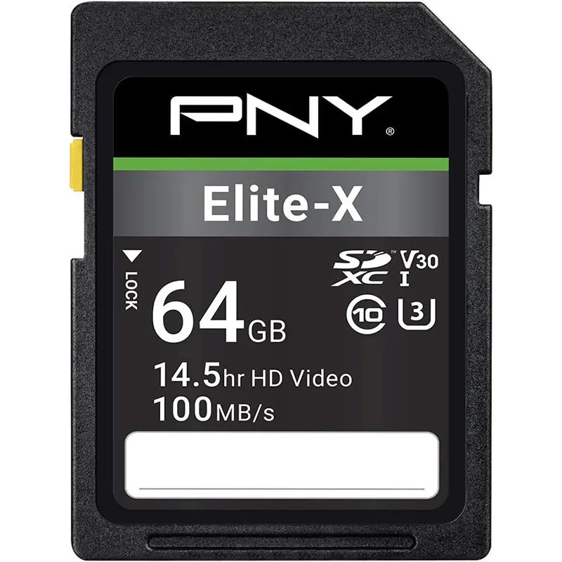 کارت حافظه SDXC پی ان وای مدل Elite-X کلاس 10 استاندارد UHS-I U3 سرعت 100MBs ظرفیت 64 گیگابایت