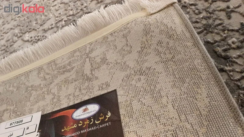 فرش ماشینی زمرد مشهد طرح پتینه کد TA113 زمینه طوسی