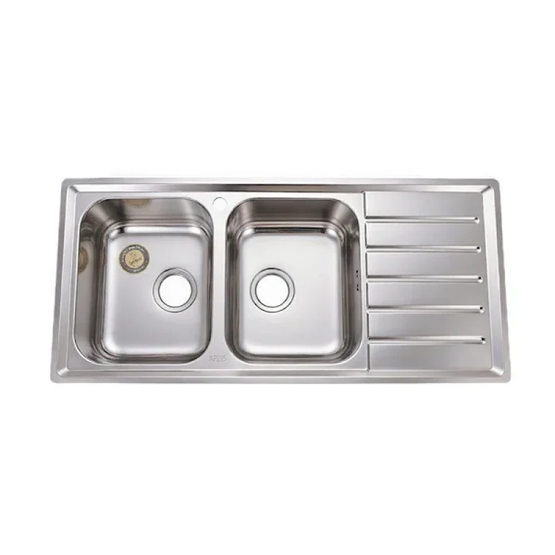 سینک ظرفشویی استیل توکار دو لگنه میکس پلاس مدل P8072