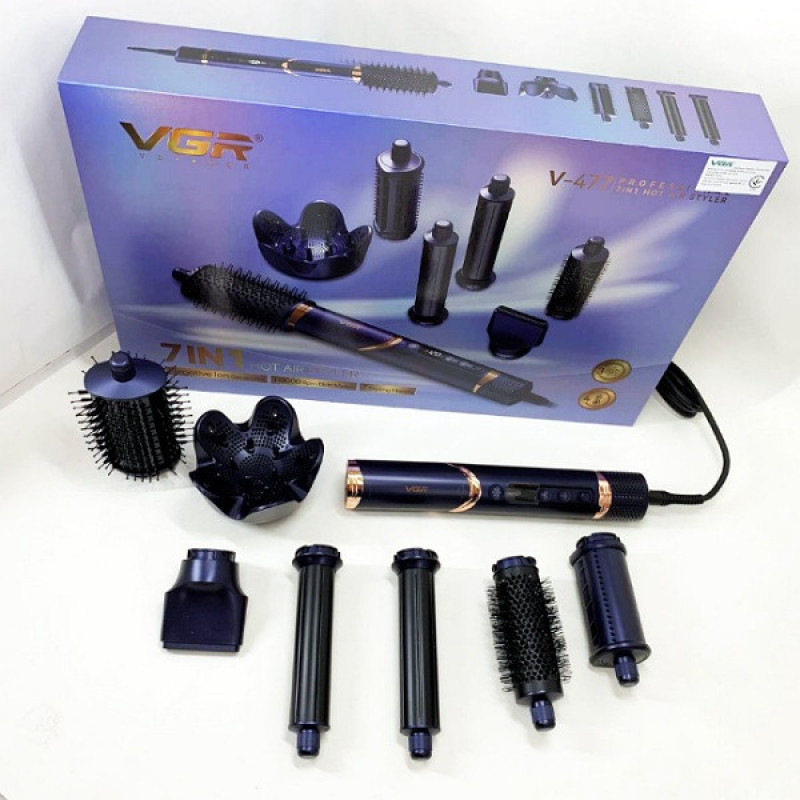 سشوار برس‌دار حالت‌دهنده 1400وات وی جی ار مدل V-477 7in1