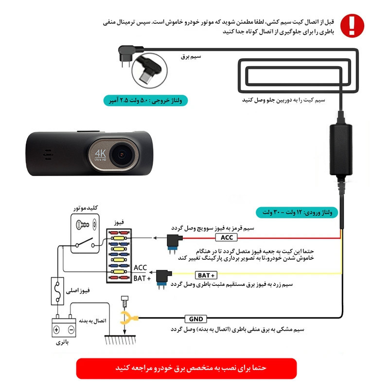 دوربین ثبت وقایع مدل PR Cam به همراه کیت برق مستقیم