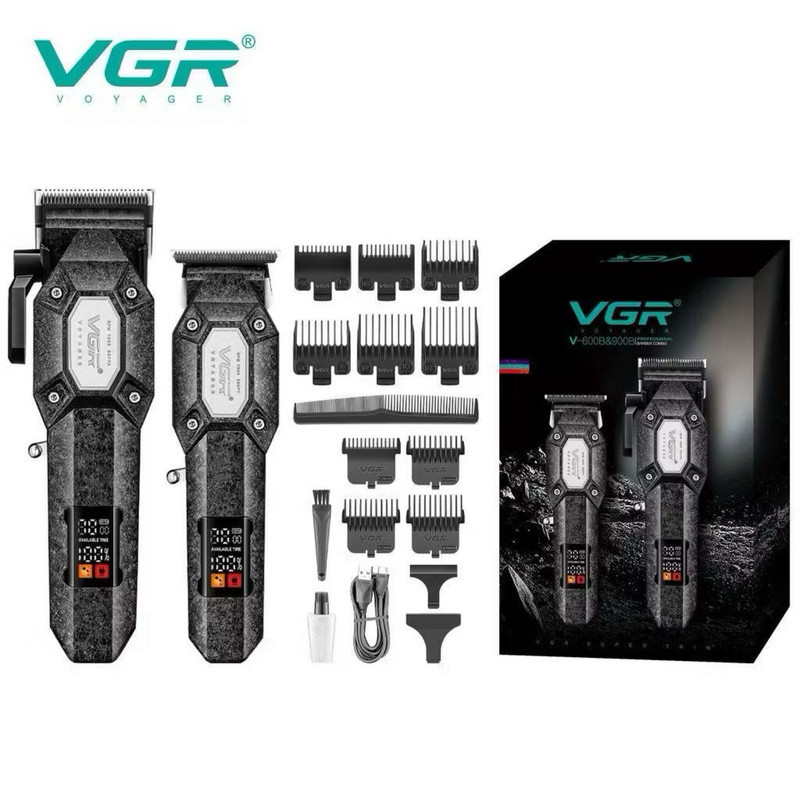 ماشین اصلاح موی سر و صورت شارژی وی جی ار مدل V-600B&900B مجموعه 2 عددی