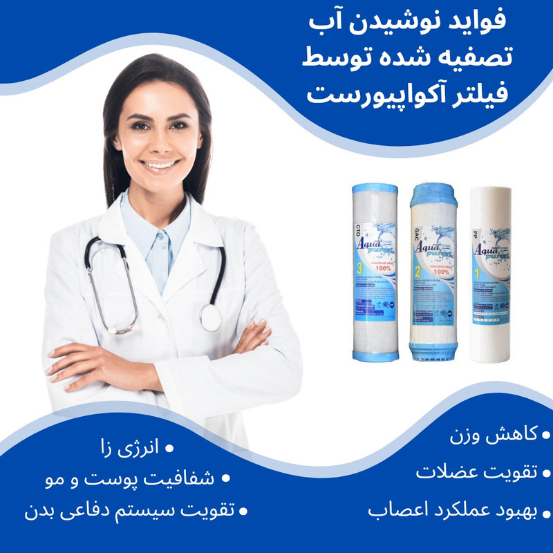 فیلتر دستگاه تصفیه آب آکوا پیورست مدل الیافی و کربن گیاهی AP 300 مجموعه 3 عددی
