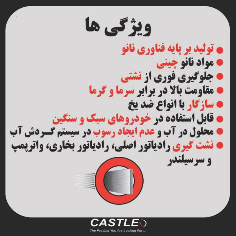 نشت گیر چند منظوره کستل مدل DRC حجم 280 میلی لیتر