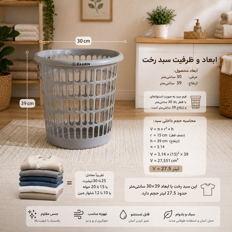 سبد رخت چرک کارین مدل استاندارد