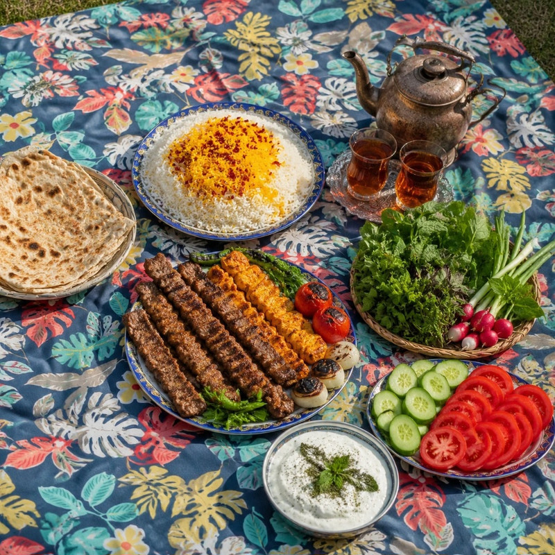 سفره 4 نفره مدل TCA080502 طرح برگی سایز 88×88 سانتی متر