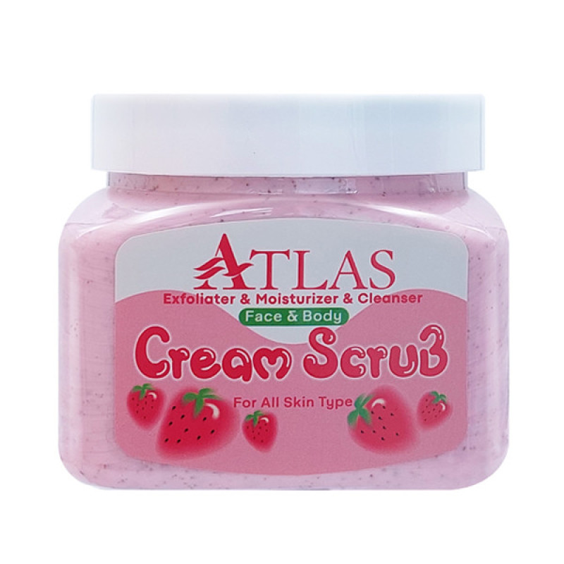 کرم اسکراب اطلس مدل Strawberry مناسب انواع پوست وزن 500 گرم