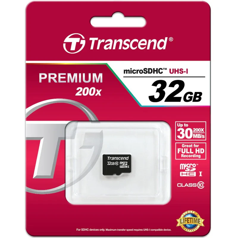کارت حافظه‌ microSDHC ترنسند مدل Premium کلاس 10 استاندارد UHS-I U1 سرعت 30MBps 200X ظرفیت 32 گیگابایت