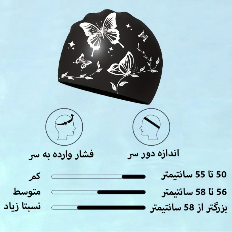 کلاه شنا طرح گل و پروانه کد SY-1124