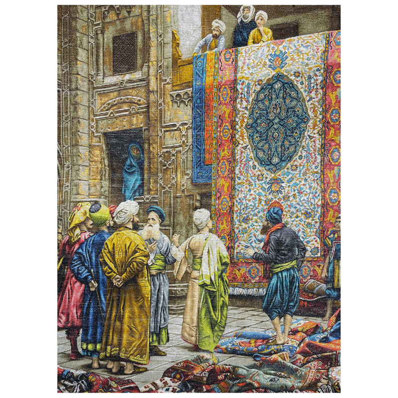 تابلو فرش دستباف طرح بازار قاهره طولی کد 1006
