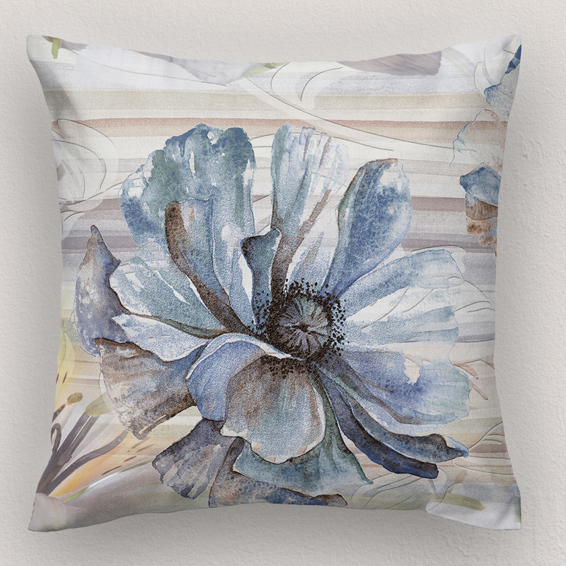 کاور کوسن مدل گل آبرنگ دورو طرح دار 140010