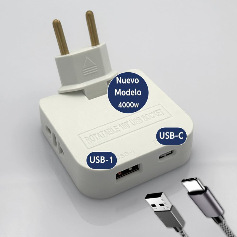 چندراهی برق مدل تاشو 4in1 W USB & type c