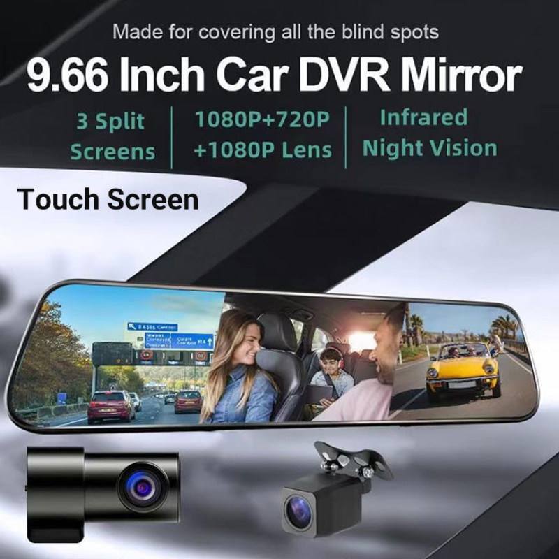 دوربین فیلم برداری ثبت وقایع خودرو مدل آینه‌ای لمسی RoadLens-WS8