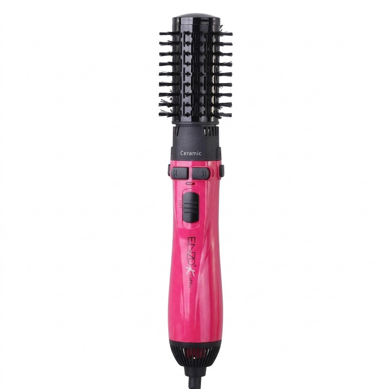 سشوار چرخشی حرفه‌ای انزو پروفیشینال مدل En-746b چهار کاره،با موتور DC، توان 1500 وات، تنظیم دما در سه حالت و سرعت در دو حالت، همراه با سری برس‌دار تخت