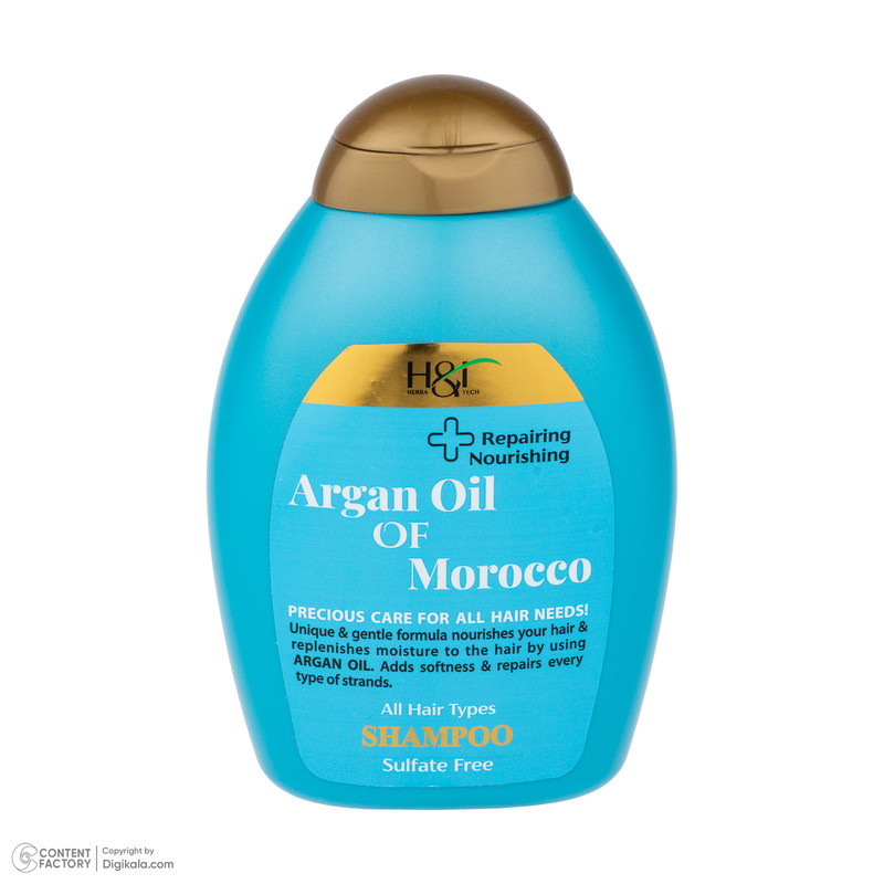 شامپو مو هرباتک مدل Argan مناسب برای انواع مو حجم 385 میلی لیتر