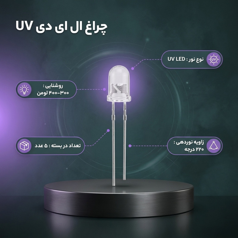 چراغ ال ای دی مدل UV بسته 5 عددی