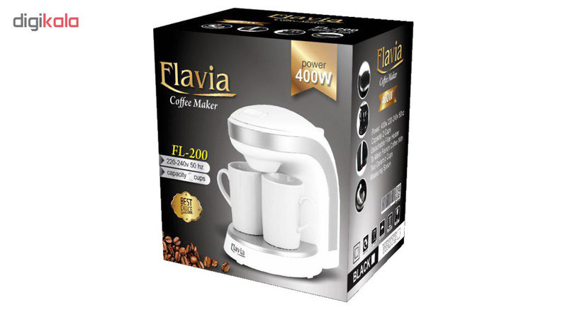 قهوه‌ساز فلاویا مدل FL-200W، ظرفیت دم‌آوری دو فنجان با فیلتر قابل تعویض
