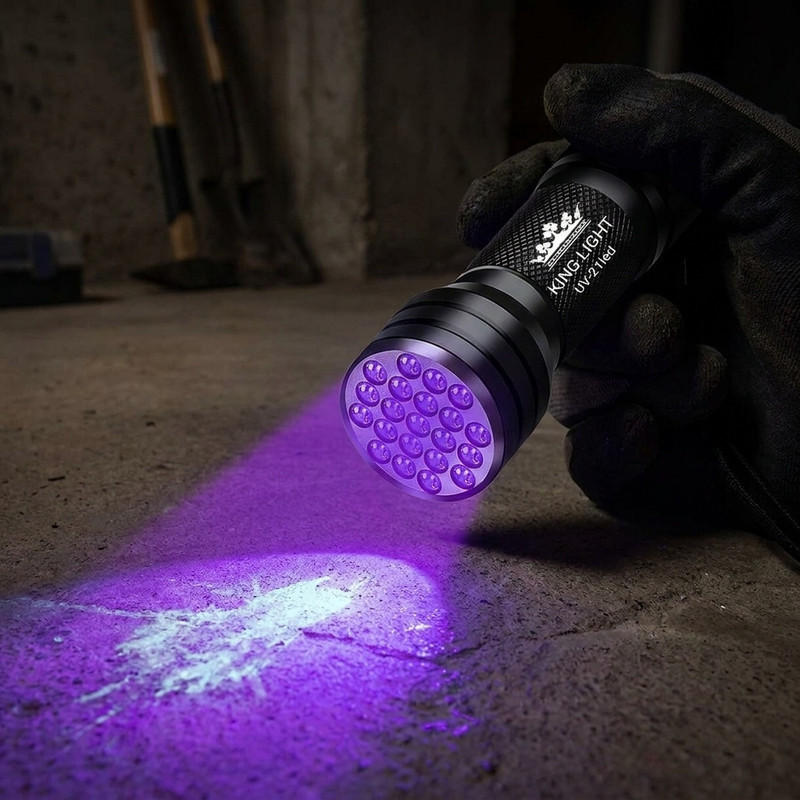 چراغ قوه دستی کینگ لایت مدل UV-21Led با نور بنفش