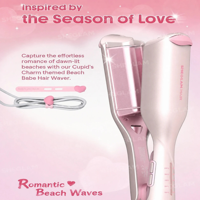 فر کننده مو شیگلم مدل Cupid’s Charm Beach Babe Hair Waver سایز 19 میلی‌متر با تایمر هوشمند و پوشش سرامیکی