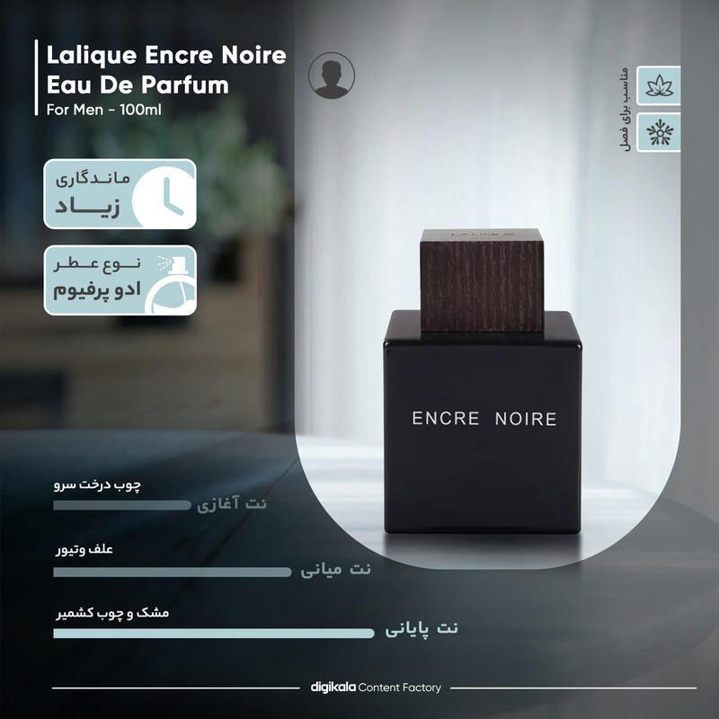 ادو تویلت مردانه لالیک مدل Encre Noire مشکی حجم 100 میلی لیتر