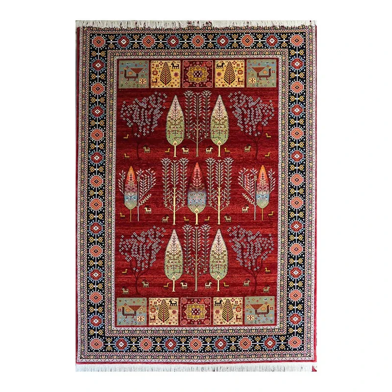 فرش ماشینی 700 شانه زمینه لاکی حاشیه لاکی مدل شاهکار نوین کد YN-N184-2559