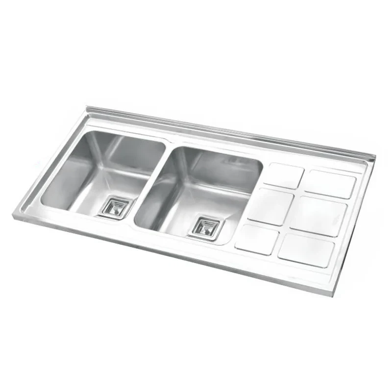 سینک ظرفشویی استیل روکار دو لگنه نگین الماس مدل SA112