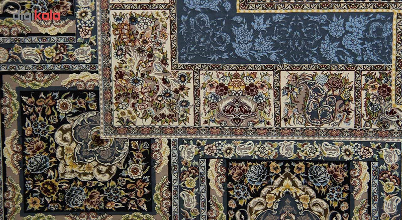 فرش ماشینی زمرد مشهد طرح 22000 زمینه آبی